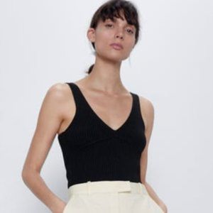 ZARA RIBBED CROPPED TOP